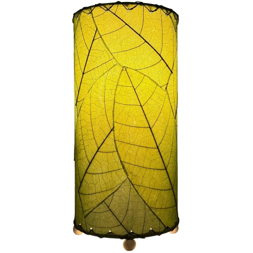 Cocoa Leaf Cylinder Table Lamp in Green 12"