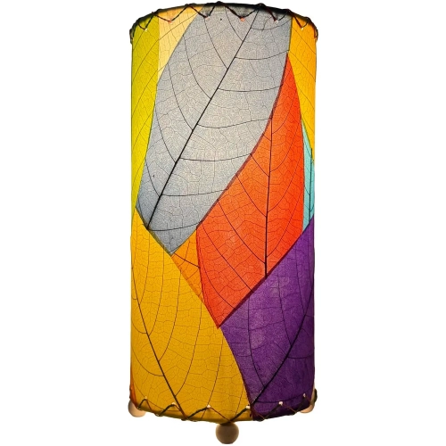 Cocoa Leaf Cylinder Table Lamp in Multicolor 12"