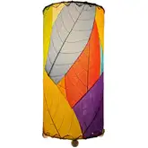 Cocoa Leaf Cylinder Table Lamp in Multicolor 12"