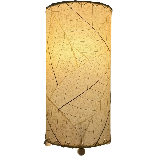 Cocoa Leaf Cylinder Table Lamp in Natural 12"