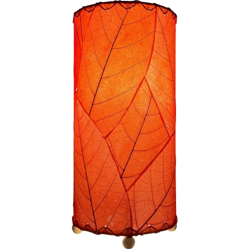 Cocoa Leaf Cylinder Table Lamp in Red 12"