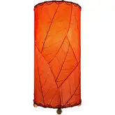 Cocoa Leaf Cylinder Table Lamp in Red 12"