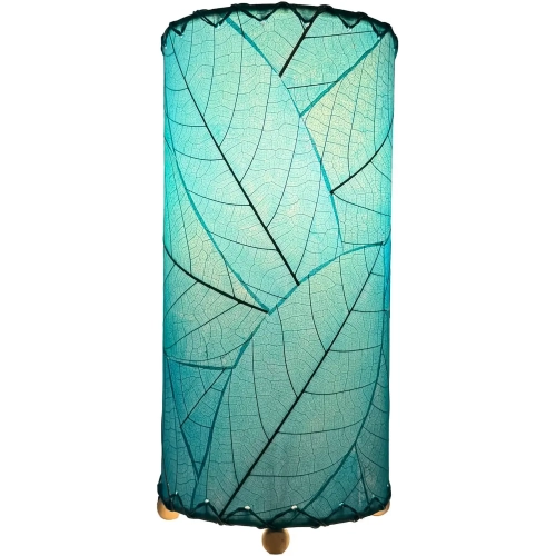Cocoa Leaf Cylinder Table Lamp in Sea Blue 12"