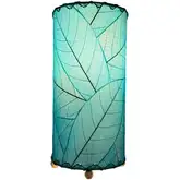 Cocoa Leaf Cylinder Table Lamp in Sea Blue 12"