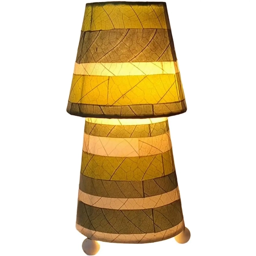 Striped Tapered Table Lamp in Green Cocoa Leaves
