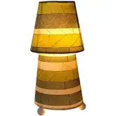 Striped Tapered Table Lamp in Green Cocoa Leaves