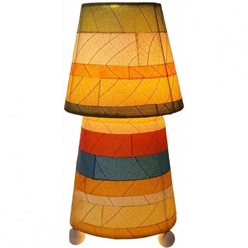 Striped Tapered Table Lamp in Multicolor Cocoa Leaves