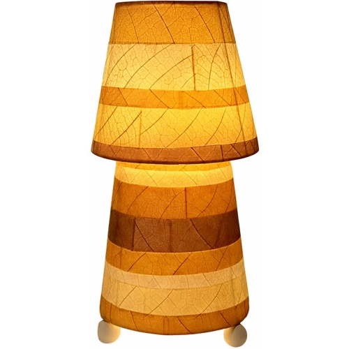 Striped Tapered Table Lamp in Natural Cocoa Leaves