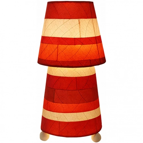 Striped Tapered Table Lamp in Red Cocoa Leaves