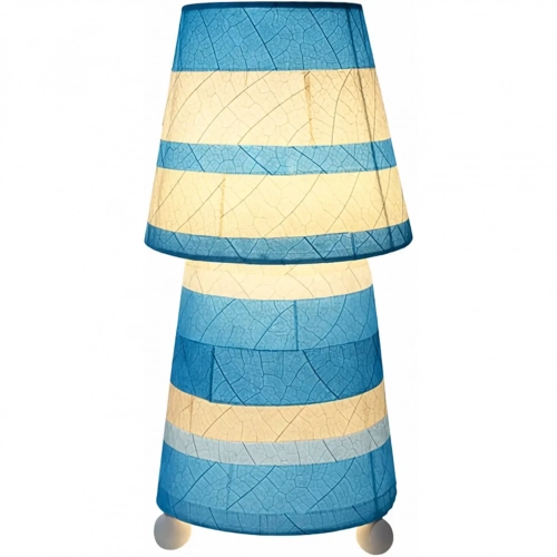 Striped Tapered Table Lamp in Sea Blue Cocoa Leaves
