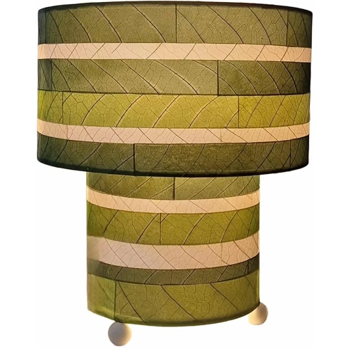 Striped Mushroom Table Lamp in Green Cocoa Leaves
