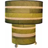 Striped Mushroom Table Lamp in Green Cocoa Leaves