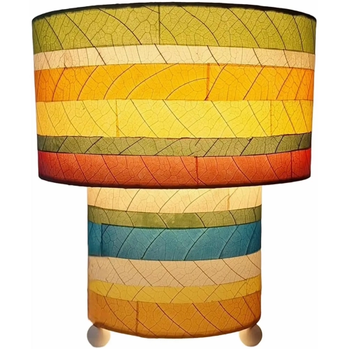 Striped Mushroom Table Lamp in Multicolor Cocoa Leaves