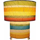 Striped Mushroom Table Lamp in Multicolor Cocoa Leaves