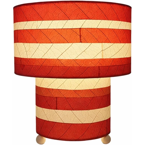 Striped Mushroom Table Lamp in Red Cocoa Leaves