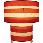 Striped Mushroom Table Lamp in Red Cocoa Leaves