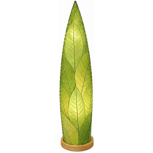 Rocket Large Table Lamp in Green Fossilized Cocoa Leaves & Wood