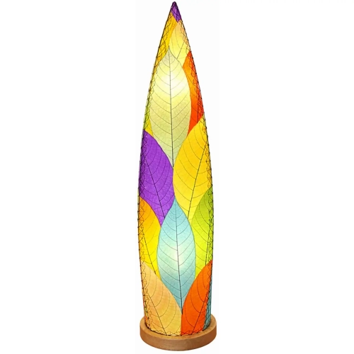 Rocket Large Table Lamp in Multicolor Fossilized Cocoa Leaves & Wood