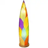 Rocket Large Table Lamp in Multicolor Fossilized Cocoa Leaves & Wood
