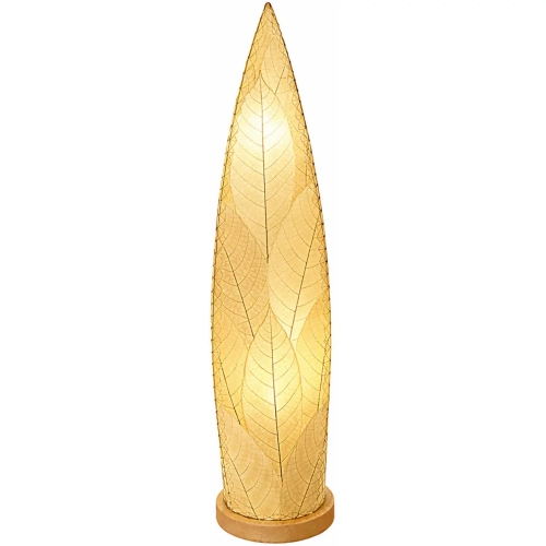 Rocket Large Table Lamp in Natural Fossilized Cocoa Leaves & Wood