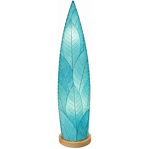 Rocket Large Table Lamp in Sea Blue Fossilized Cocoa Leaves & Wood