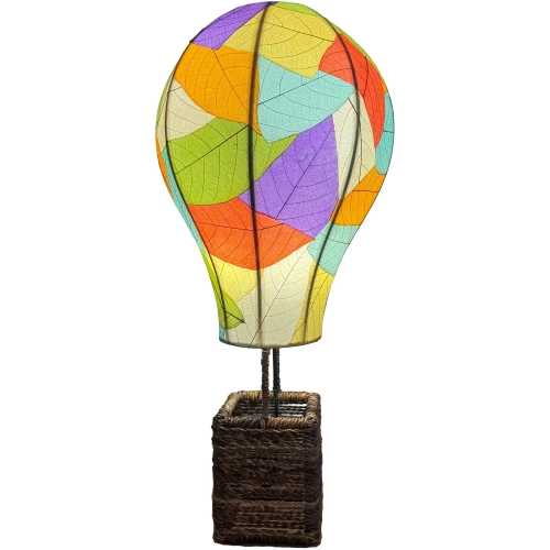 Hot Air Balloon Table Lamp in Multicolor Cocoa Leaves & Abaca Rope