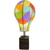 Hot Air Balloon Table Lamp in Multicolor Cocoa Leaves & Abaca Rope