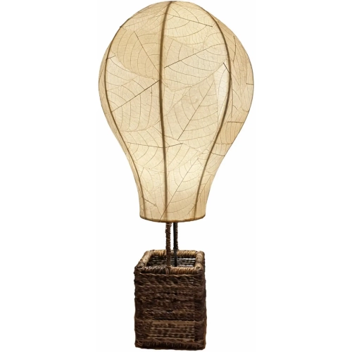 Hot Air Balloon Table Lamp in Natural Cocoa Leaves & Abaca Rope
