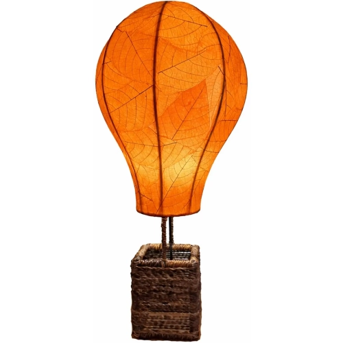 Hot Air Balloon Table Lamp in Orange Cocoa Leaves & Abaca Rope