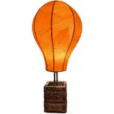 Hot Air Balloon Table Lamp in Orange Cocoa Leaves & Abaca Rope