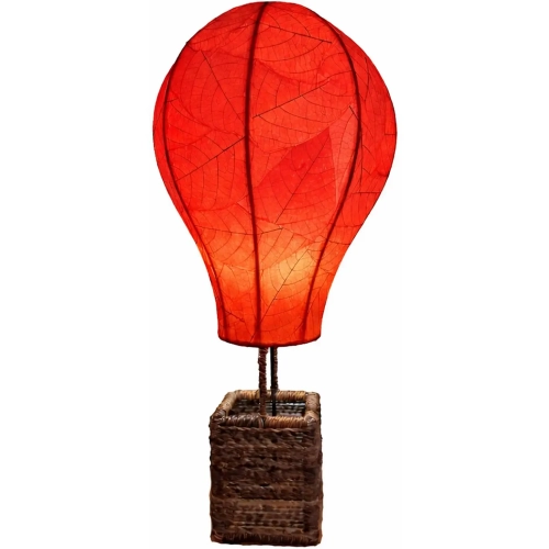 Hot Air Balloon Table Lamp in Red Cocoa Leaves & Abaca Rope