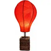 Hot Air Balloon Table Lamp in Red Cocoa Leaves & Abaca Rope