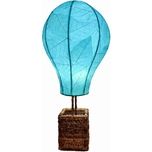 Hot Air Balloon Table Lamp in Sea Blue Cocoa Leaves & Abaca Rope