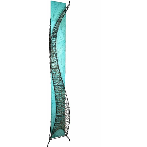 Wings Giant Floor Lamp in Sea Blue Cocoa Leaves & Nito Vine