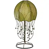 Jellyfish Table Lamp in Green Cocoa Leaves