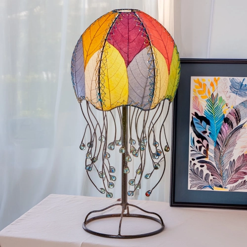 Jellyfish Table Lamp in Multi Cocoa Leaves