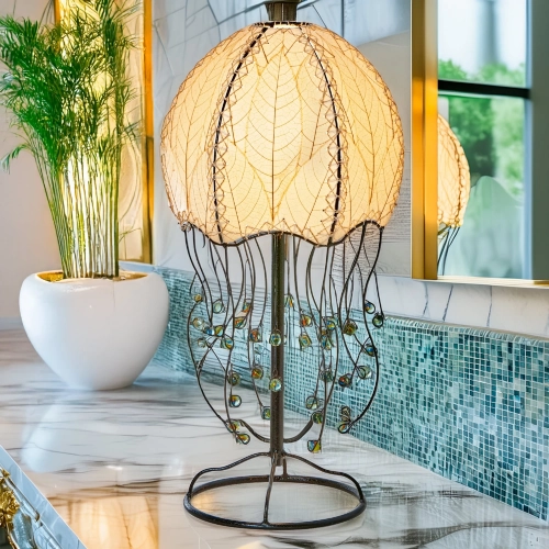 Jellyfish Table Lamp in Natural Cocoa Leaves