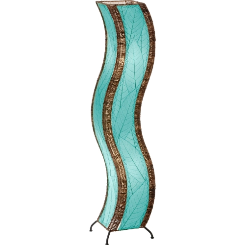Wave Large Floor Lamp in Sea Blue & Wrought Iron