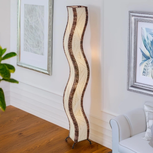 Wave Giant Floor Lamp in Natural & Wrought Iron
