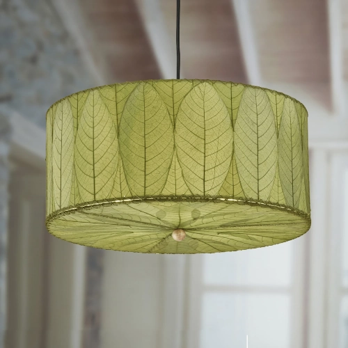 Hanging Drum Pendant Lamp in Green