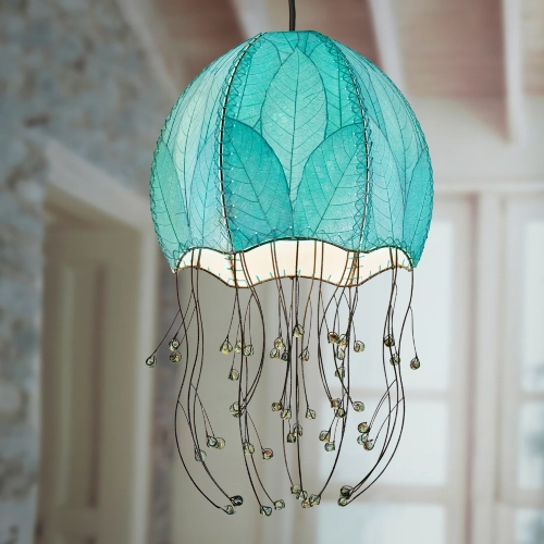 Jellyfish Hanging Lamp in Sea Blue