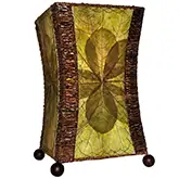 Hour Glass Table Lamp in Green Jackfruit & Wrought Iron