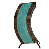 C Shape Table Lamp in Sea Blue Cocoa Leaf & Abaca Rope