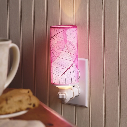 Cylinder Nightlight in Pink Banyan Leaves
