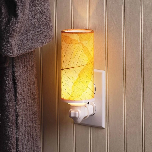 Cylinder Nightlight in Orange Banyan Leaves