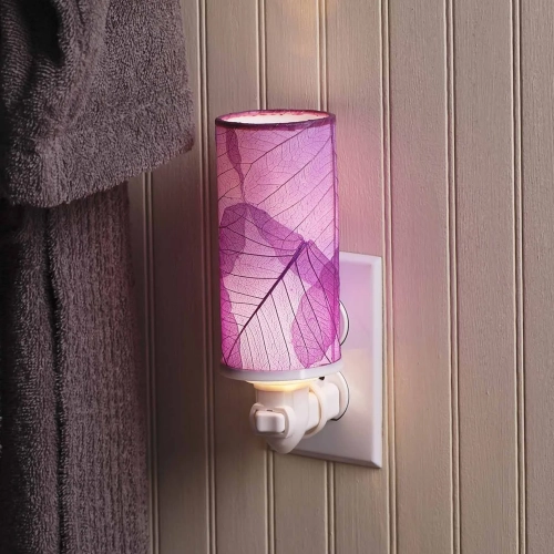 Cylinder Nightlight in Purple Banyan Leaves