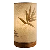 Paper Cylinder Table Lamp with Bamboo Shade on Driftwood Base (Mini)