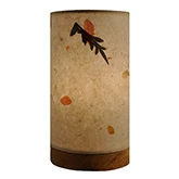 Paper Cylinder Table Lamp with Fern Shade on Driftwood Base (Mini)