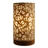 Paper Cylinder Table Lamp with Swirl Shade on Driftwood Base (Mini)