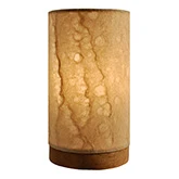 Paper Cylinder Table Lamp with Wave Shade on Driftwood Base (Mini)